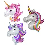 Unicornio Globo de Helio, 3 Piezas XXL Globo de Unicorn, Unicornio Globos Fiesta, Niños Cumpleaños Fiesta Globos de Papel de Aluminio, Globo Para Fiestas Temáticas de Unicornio