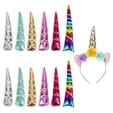 CHGCRAFT, 12 Uds, 6 Estilos, Cuerno de Unicornio Brillante, Cuerno de Unicornio de Cuero PU, Diadema de Unicornio DIY, Kit, Accesorios para el Cabello para Niñas, Fiesta de Cumpleaños