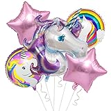 Cymeosh Decoración de Cumpleaños de Unicornio Niña, Enormes 3D Globos Unicornio Cumpleaños Niña Niños, Púrpura Globo de Unicornio para Decoración de Fiesta de Cumpleaños