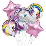 Cymeosh Decoración de Cumpleaños de Unicornio Niña, Enormes 3D Globos Unicornio Cumpleaños Niña Niños, Púrpura Globo de Unicornio para Decoración de Fiesta de Cumpleaños