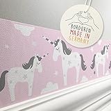 lovely label Cenefa autoadhesiva con diseño de unicornio, color rosa y gris – Cenefa de pared para habitación infantil con unicornios – Adhesivo de pared para dormitorio y niña