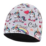 GO CRAZY Gorro de Unicornio para niños | Gorro Infantil de Colores con Motivo de Unicornio | Gorro Transpirable para niñas y niños de 5 a 10 años | Gorra Ciclismo Outdoor Gris