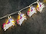 Guirnalda de luces de unicornio con batería 10 luces LED para interiores y fiestas de Navidad (unicornio volador)