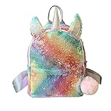 MCB2CT Mochila Unicornio para Niñas, Mochila Pequeña de Moda con Lentejuelas Brillantes para Mujeres, Jóvenes, Niñas, Mochila Escolar para Guardería, Regalo para Cumpleaños, Navidad