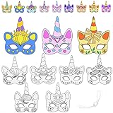 Hifot Mascara Unicornio Animales para Colorear, DIY Mascara Manualidades Pintar Animales Mascaras Cumpleaños Infantil Cosplay Fiestas Caretas para Pintar (9 Piezas)