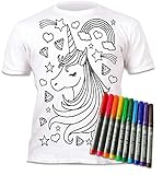 Splat Planet Camiseta de unicornio con 10 bolígrafos mágicos lavables no tóxicos, camiseta de colores y lavado, blanco, 5-6 Años
