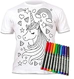 Splat Planet Camiseta de unicornio con 10 bolígrafos mágicos lavables no tóxicos, camiseta de colores y lavado, blanco, 5-6 Años