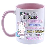 FUNNY CUP Taza Unicornio Color. Razones para ser un Unicornio. Divertidos Motivos para lucir Entre Amigas (Rosa)