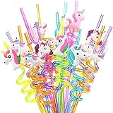 Pajitas Unicornio, 20 Pajitas Unicornio Para Beber, Pajitas Dibujos Animados, Pajitas Fiesta en Espiral, Pajitas Unicornio Reutilizables Para Fiestas Cumpleaños Unicornio Para Niños