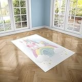 Oedim Alfombra Infantil Unicornio sobre Arcoiris para Habitaciones PVC | 95 x 165 cm | Moqueta PVC | Suelo vinílico | Decoración del Hogar | Suelo Sintasol | Suelo de Protección Infantil |