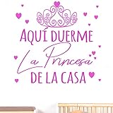 Docliick® Frase Vinilo habitación infantil'AQUÍ DUERME LA PRINCESA DE LA CASA' Vinilos decorativos vinilo frases motivadoras para pared.Pegatina de pared DC-18019 (30x20cm)