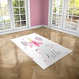 Oedim Alfombra Infantil Unicornio con Corazones para Habitaciones PVC | 95 x 120 cm |Moqueta PVC | Suelo vinílico | Decoración del Hogar | Suelo Sintasol | Suelo de Protección Infantil |