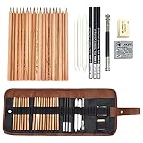 Lápices de Dibujo para Bocetos y Bosquejo, KidsPark 29 Pieza Set de Dibujo Artista Kit con Lápiz Carbón Grafito Goma Cuchillo con Bolsa para Estudiantes Principantes Profesionales Niños Adultos