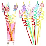 BESTZY 8 PCS Unicornio Pajitas, Vistoso de Pajitas, Pajitas de Coctel, Pajitas para Beber Reutilizables, Pajitas Rizadas para Niños, Decoraciones Fiestas Pajitas, para Leche, Jugo