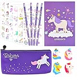 Faburo Estuche Escolar y Cuadernos de Unicornio, 16pcs Set de Papelería Unicornio, Unicornio Libreta de Notas Regalos de Cumpleaños, Set de Juguetes Unicornios para Niñas 4 5 6 años