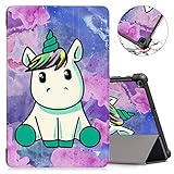 ZhuoFan Funda para Samsung Galaxy Tab A 10.1 2019, Case Cuero PU Silicona Magnetica Soporte y Auto-Desbloquear Cover Protector Piel Carcasa para Samsung Tab A 2019 T515/T510 10.1', Unicornio