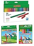 Alpino escolar pack: 24 lápices de colores borrables + 24 rotuladores + estuche con 12 ceras