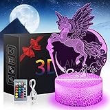 Zeaky Luz Nocturna 3D de Unicornio, Lámpara LED de Unicornio de Regalo con 16 Colores Cambiantes, Regalo de Cumpleaños de Navidad Para Niños o Niñas