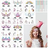 10 Sheets Unicornio Tatuajes Temporales TAROME Tatuaje Impermeable para Niños Unicornio Dibujos Pegatinas de Tatuaje Animados para Niños Niñas Cumpleaños Fiesta Relleno Bolsas