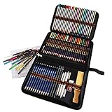 Lapices Colores Profesionales, Kit Dibujo Completo 72 Piezas incluye 24 Lapices Acuarelables 12 Lapices Colores 12 Lapices Metálicos 12 Lapices de Dibujo y Accesorios, Ideal para Adultos y Niños