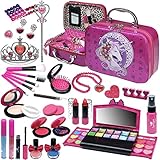 Amerrly Juego de maquillaje para niñas - 32 estuches de maquillaje lavables para niñas, juguetes de unicornio para niñas, regalos de cumpleaños y Navidad para niñas de 4 a 12 años