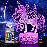 Luz Nocturna Infantil Unicornio, LED Luces Nocturnas Lámpara Unicornio de mesa táctil Luces con Control Remoto, San Valentín Regalo Unicornio para Niños Niñas , Decoración de Cumpleaños de Unicornio