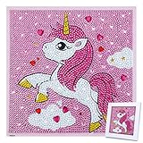 MWOOT DIY Kit Diamond Art Painting para Niños, Bordado Punto de Cruz Diamante Artes Manualidades para Niños y Niñas(20x20CM),Unicornio